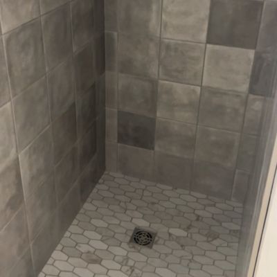 grey shower tiles